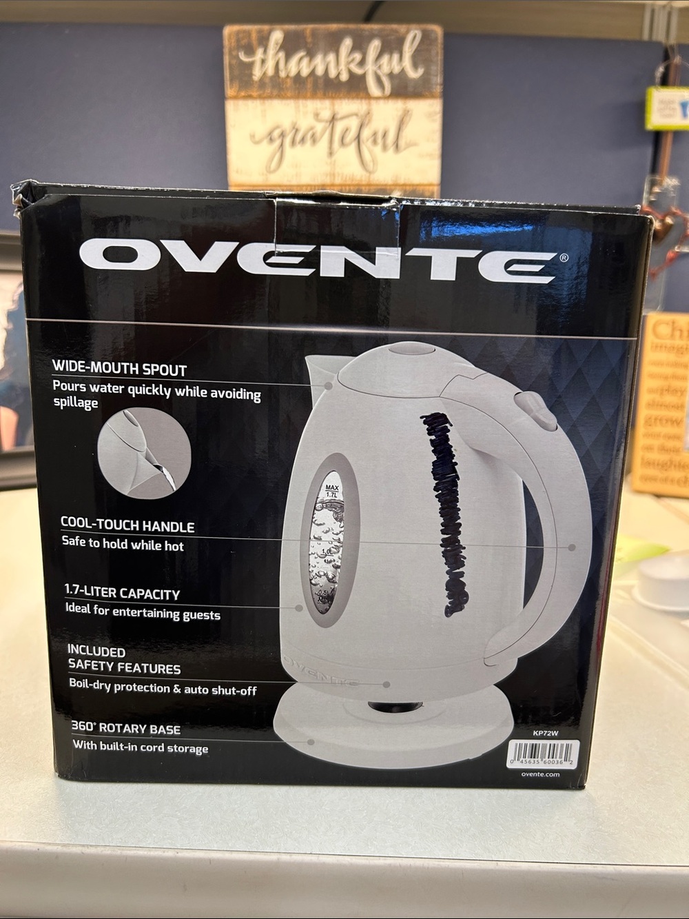 Ovente White Electric Kettle - 1.7L